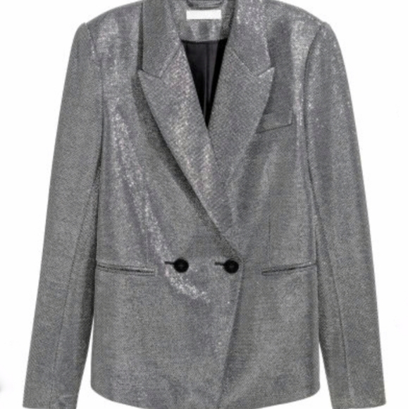 H&M Jackets & Blazers - 🆕️NWT. H&M Silver/Black Glittery Blazer!